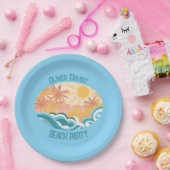 Schattige Beach Waves Sunshine Blue Surfer Party Papieren Bordje (Feest)