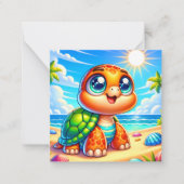 Schattige Beach zee Turtle Bericht toevoegen Notitiekaartje (Voorkant)