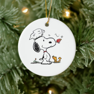 Schattige Beagle Astronaut Cartoon Illustratie Keramisch Ornament