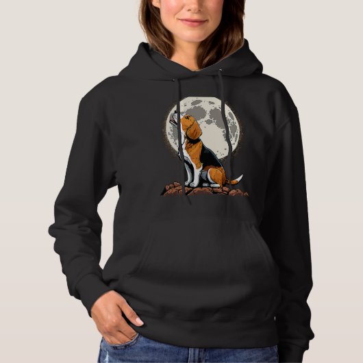 Schattige Beagle die naar de Maan huilt  Beagle Mo Hoodie (Voorkant)