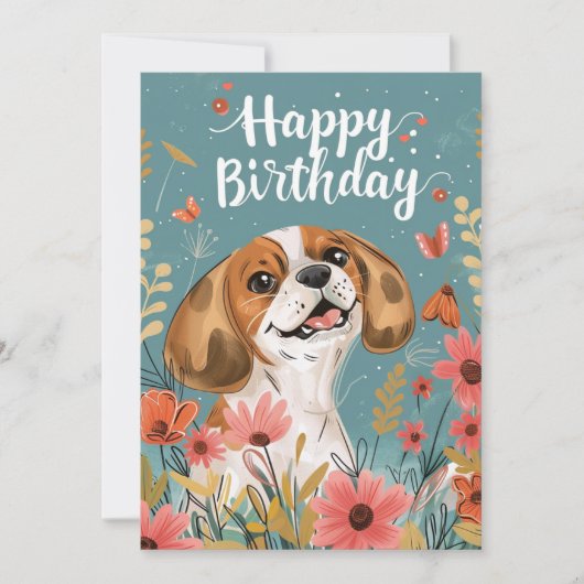 Schattige Beagle dog Happy Birthday Feestdagenkaart (Voorkant)