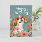 Schattige Beagle dog Happy Birthday Feestdagenkaart (Staand voorkant)