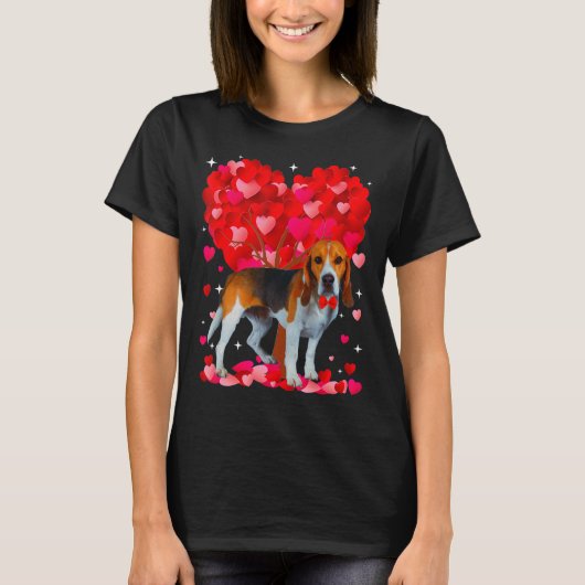 Schattige Beagle Dog Valentijnsdag Hart Puppy Love T-shirt (Voorkant)