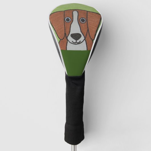 Schattige Beagle Driver Hoesje Golfheadcover (Voorkant)
