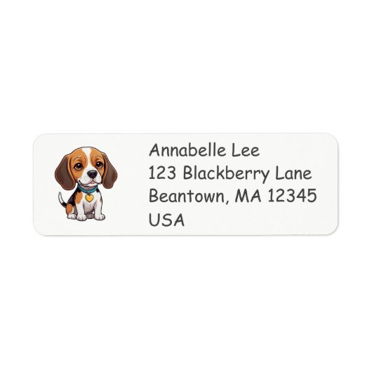 Schattige Beagle Etiket (Voorkant)