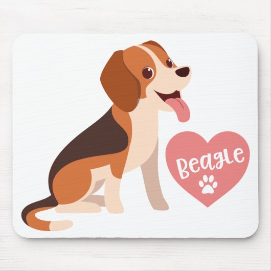 Schattige Beagle Gift Funny Cartoon Puppy Hondenli Muismat (Voorkant)