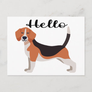 Schattige Beagle Hallo Grappige Puppy Hond Denkt A Briefkaart