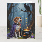 Schattige Beagle Halloween Schildering Kaart (Voorkant)