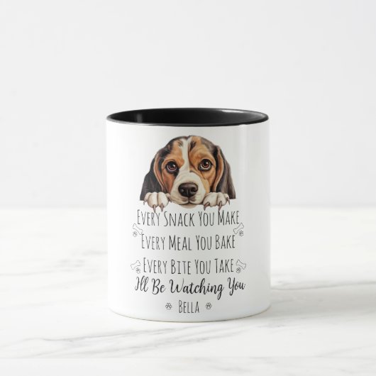 Schattige Beagle Hond Grappige Op Maat Gemaakt Mok (Midden)