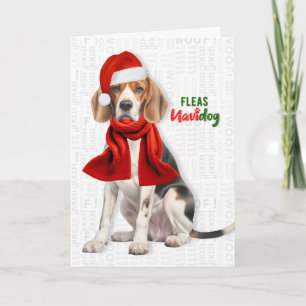 Schattige Beagle Hond Grappige Vlooien Navidog Ker Feestdagen Kaart