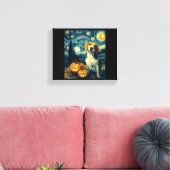 Schattige beagle Hond Halloween Jack O Lantern Pom Canvas Afdruk (Insitu (Woonkamer))