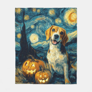 Schattige beagle hond Halloween Jack O Lantern Pom Fleece Deken