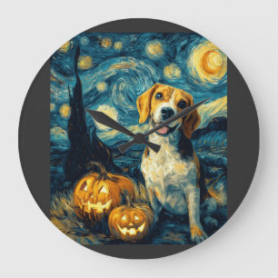 Schattige beagle Hond Halloween Jack O Lantern Pom Grote Klok