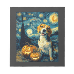Schattige beagle Hond Halloween Jack O Lantern Pom Notitieblok