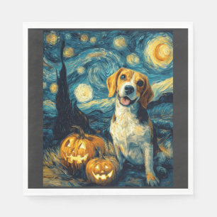 Schattige beagle Hond Halloween Jack O Lantern Pom Servet