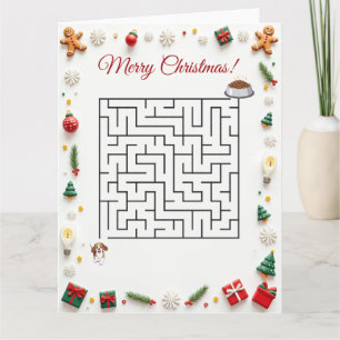 Schattige Beagle-hond Kerstmis Doolhof Puzzel Vaka Kaart