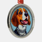 Schattige beagle hond metalen ornament (Rechts)