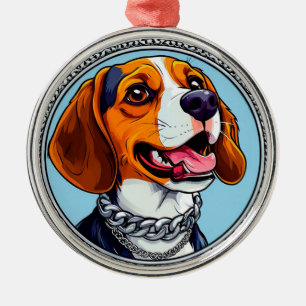 Schattige beagle hond metalen ornament