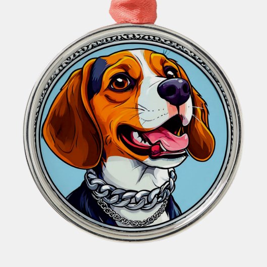 Schattige beagle hond metalen ornament (Voorkant)
