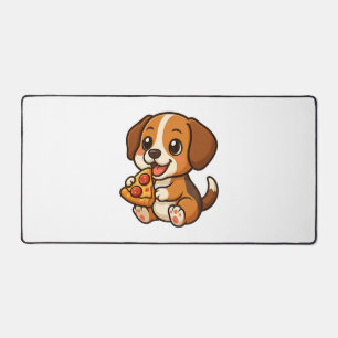Schattige beagle hond pizza pizza liefhebbers cart bureaumat