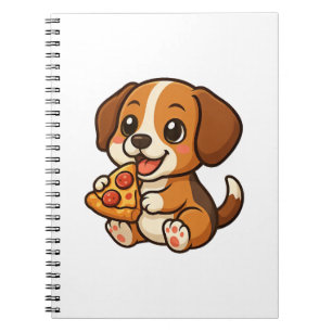 Schattige beagle hond pizza pizza liefhebbers cart notitieboek