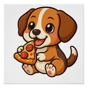 Schattige beagle hond pizza pizza liefhebbers cart perfect poster