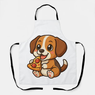 Schattige beagle hond pizza pizza liefhebbers cart schort