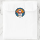 Schattige Beagle hond Ronde Sticker (Tas)
