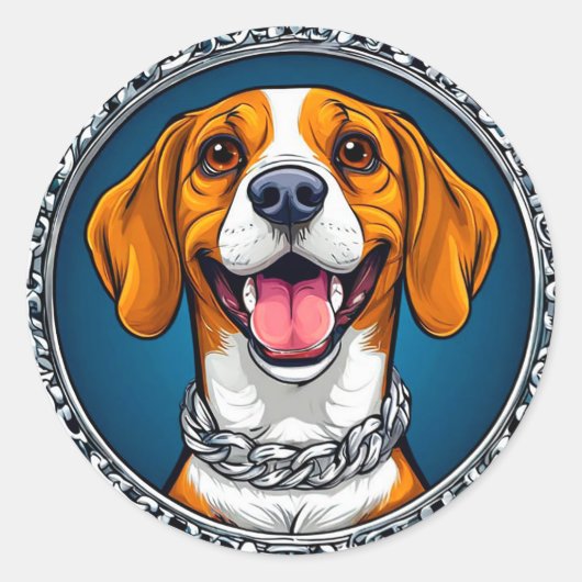 Schattige Beagle hond Ronde Sticker (Voorkant)