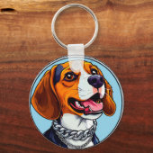 Schattige beagle hond sleutelhanger (Achterkant)