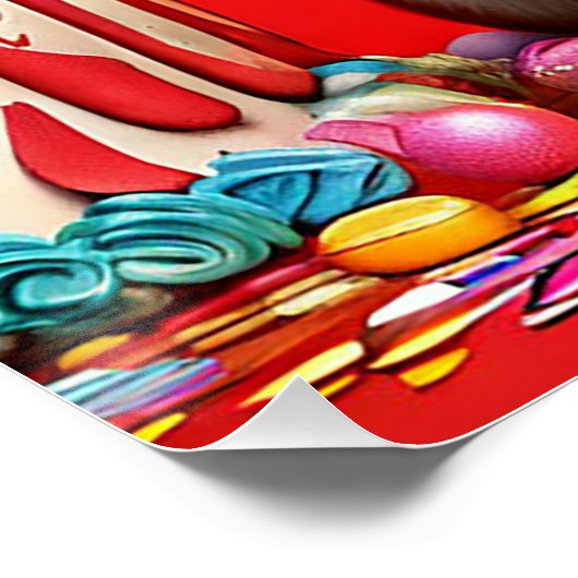 Schattige Beagle hond viert verjaardag Perfect Poster (Hoek)