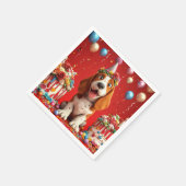 Schattige Beagle hond viert verjaardag Servet (Hoek)