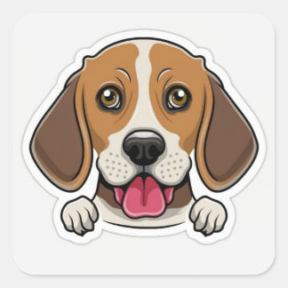 Schattige beagle hondenkop vierkante sticker