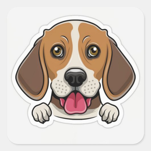 Schattige beagle hondenkop vierkante sticker (Voorkant)
