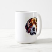 Schattige Beagle hondenportret met levendige kleur Koffiemok (Voorkant rechts)