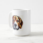 Schattige Beagle hondenportret met levendige kleur Koffiemok (Voorkant links)