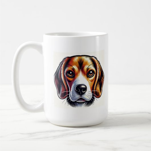 Schattige Beagle hondenportret met levendige kleur Koffiemok (Links)