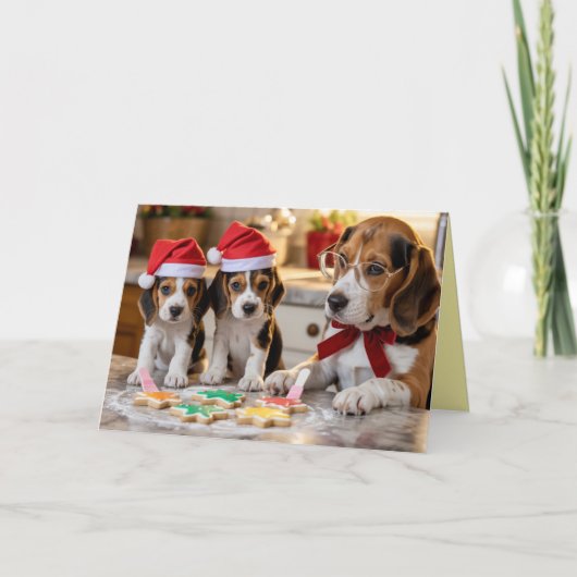 Schattige Beagle Kerst Koekje Kaart (Voorkant)