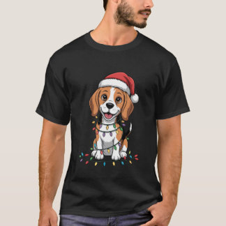Schattige Beagle Kerstmis Xmas Kerstman Hoed Honde T-shirt