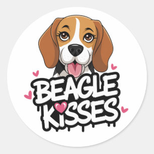 Schattige Beagle Kusjes Cartoon Hond Liefhebber Ro Ronde Sticker