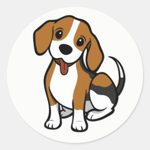 Schattige Beagle Liefhebber Puppies Hond Cartoon L Ronde Sticker