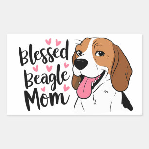 Schattige Beagle Moeder Fur Mama Cartoon Hond Lief Rechthoekige Sticker