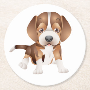 Schattige Beagle Moeder Hond Liefhebber Puppy Vade Ronde Kartonnen Onderzetter