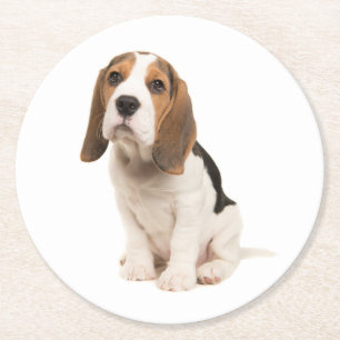Schattige Beagle Moeder Hond Liefhebber Puppy Vade Ronde Kartonnen Onderzetter