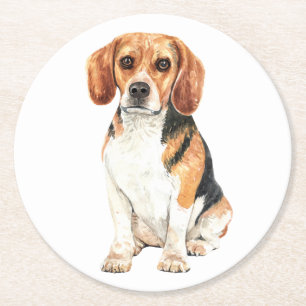 Schattige Beagle Moeder Hond Liefhebber Puppy Vade Ronde Kartonnen Onderzetter