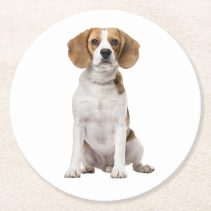 Schattige Beagle Moeder Hond Liefhebber Puppy Vade Ronde Kartonnen Onderzetter