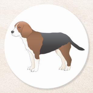 Schattige Beagle Moeder Hond Liefhebber Puppy Vade Ronde Kartonnen Onderzetter