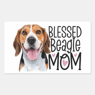 Schattige Beagle Moeder Hond Liefhebber Roze Harte Rechthoekige Sticker