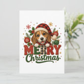 Schattige Beagle Prettig Kerstfeest Aankondiging (Staand voorkant)