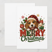 Schattige Beagle Prettig Kerstfeest Aankondiging (Voorkant / Achterkant)